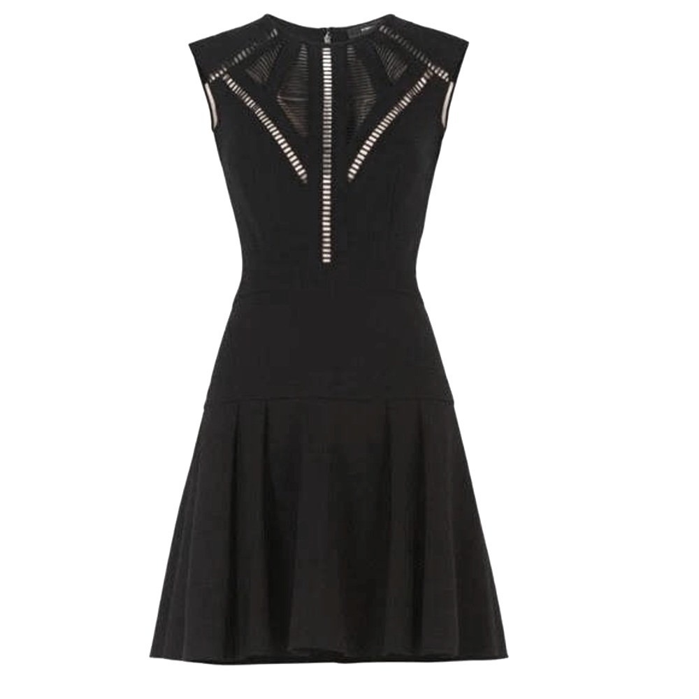 BCBG Maxazria‎ "Aynn" Black Cut Out Sheer-Trim Sleeveless Dress Size: 0